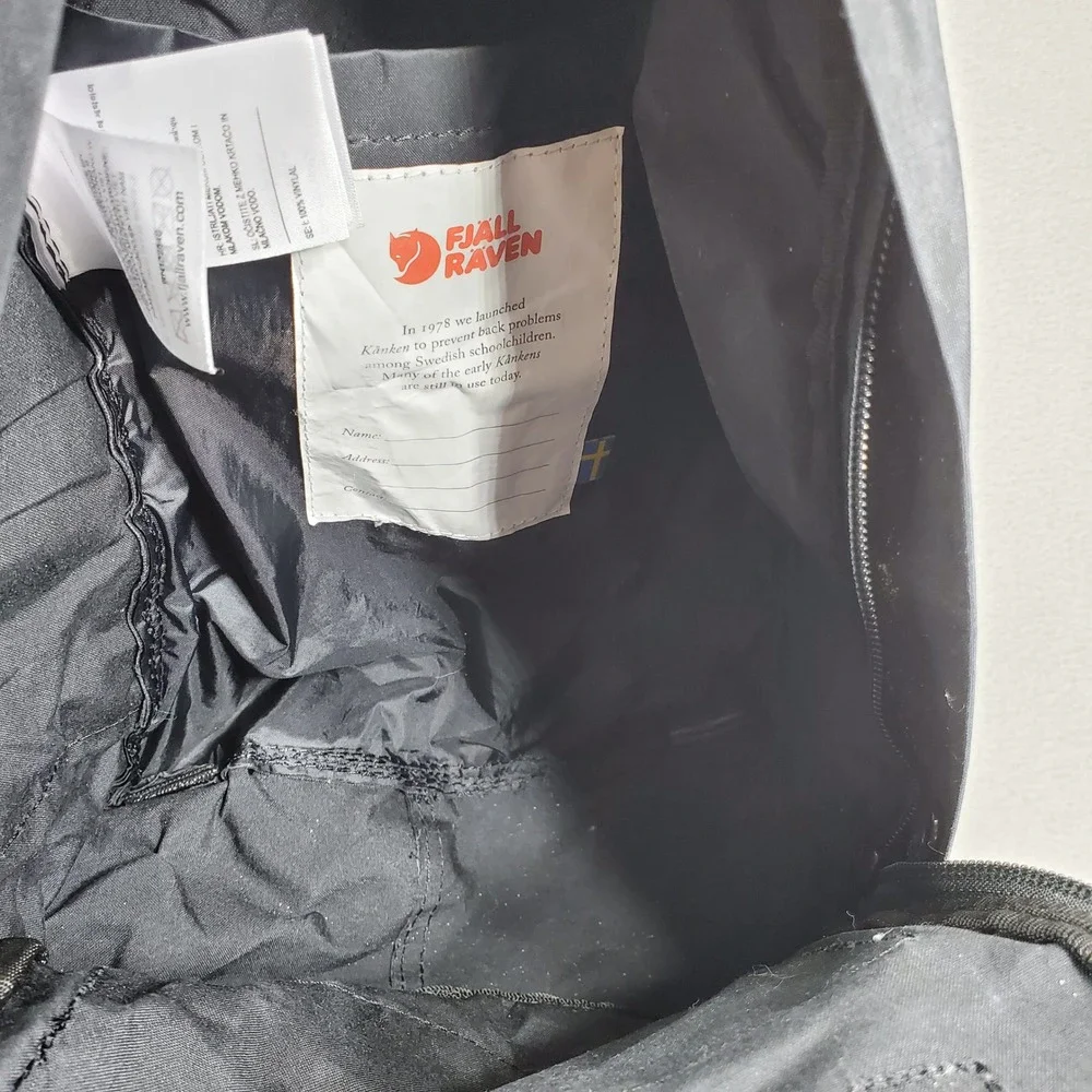 Fjallraven Kanken Mini Backpack Black Striped Straps 23561 Small Daypack